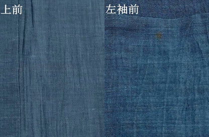 平和屋着物＊夏物　男性　本場小千谷ちぢみ　紺鼠色　麻　逸品　AABL1551st