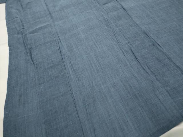平和屋着物＊夏物　男性　本場小千谷ちぢみ　紺鼠色　麻　逸品　AABL1551st