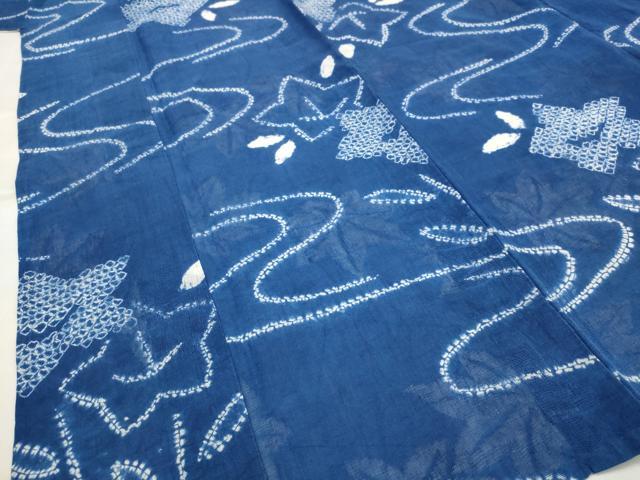 平和屋着物＊夏物　上布　総絞り　流水花文　麻　逸品　AABL1554st