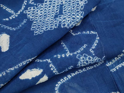 平和屋着物＊夏物　上布　総絞り　流水花文　麻　逸品　AABL1554st