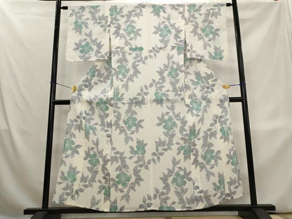 平和屋着物＊夏物　本場小千谷ちぢみ　草花文　麻　逸品　未使用　AABL1555st