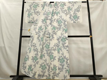 平和屋着物＊夏物　本場小千谷ちぢみ　草花文　麻　逸品　未使用　AABL1555st