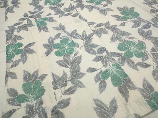 平和屋着物＊夏物　本場小千谷ちぢみ　草花文　麻　逸品　未使用　AABL1555st
