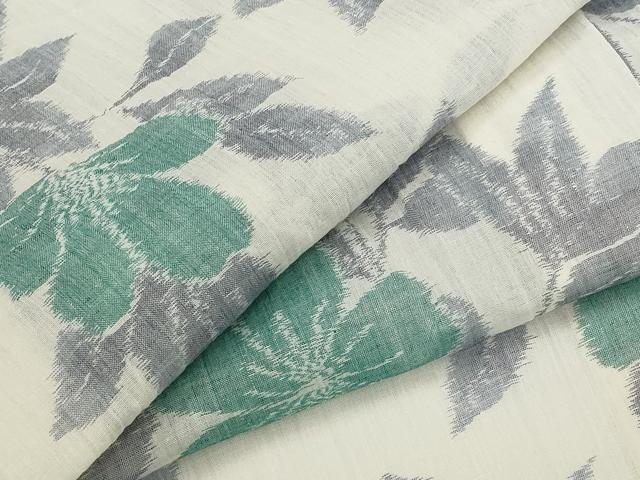 平和屋着物＊夏物　本場小千谷ちぢみ　草花文　麻　逸品　未使用　AABL1555st