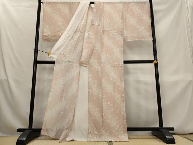 平和屋着物＊夏物　小紋　駒絽　舞桜文　反端付き　正絹　逸品　AABL1559st