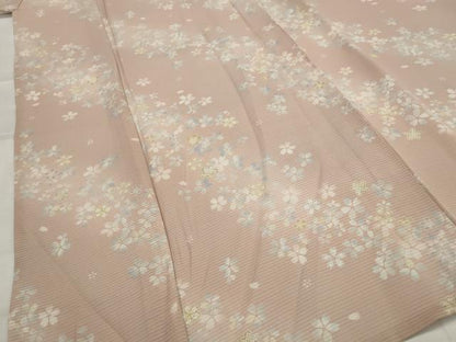 平和屋着物＊夏物　小紋　駒絽　舞桜文　反端付き　正絹　逸品　AABL1559st