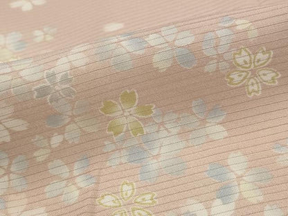 平和屋着物＊夏物　小紋　駒絽　舞桜文　反端付き　正絹　逸品　AABL1559st