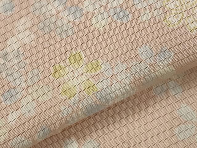 平和屋着物＊夏物　小紋　駒絽　舞桜文　反端付き　正絹　逸品　AABL1559st