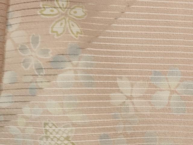 平和屋着物＊夏物　小紋　駒絽　舞桜文　反端付き　正絹　逸品　AABL1559st