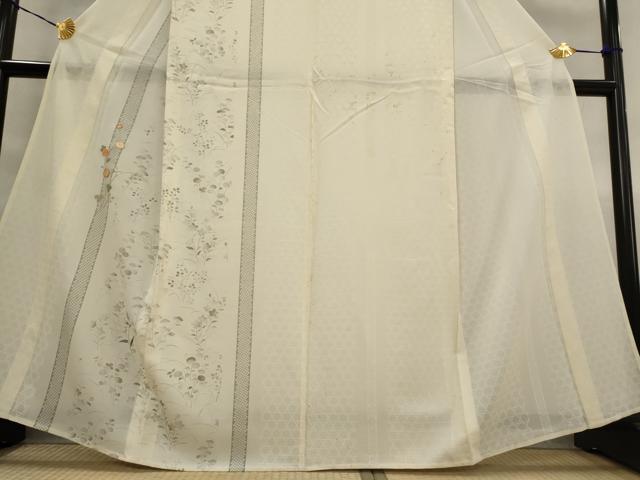 平和屋着物＊夏物　訪問着　絽　刺繍　草花文　銀糸　正絹　逸品　AABL1561st