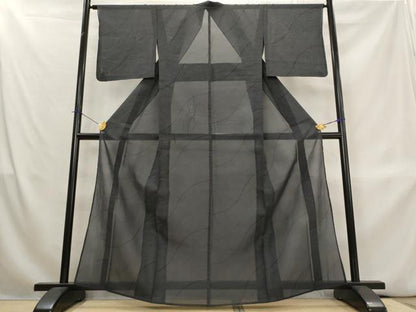 平和屋着物＊夏物　本場大島紬　夏大島　幾何学文様　正絹　逸品　AABL1562st