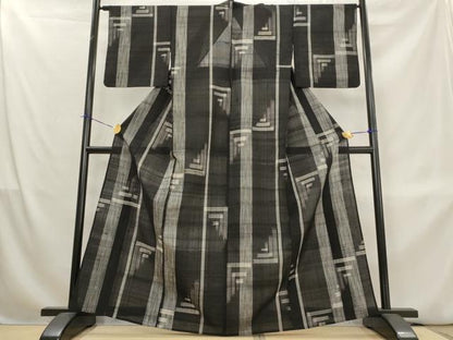 平和屋着物＊夏物　紗紬　絣間道　正絹　逸品　AABL1563st