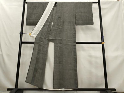 平和屋着物＊夏物　本場小千谷ちぢみ　縞　麻　逸品　AABL1566st