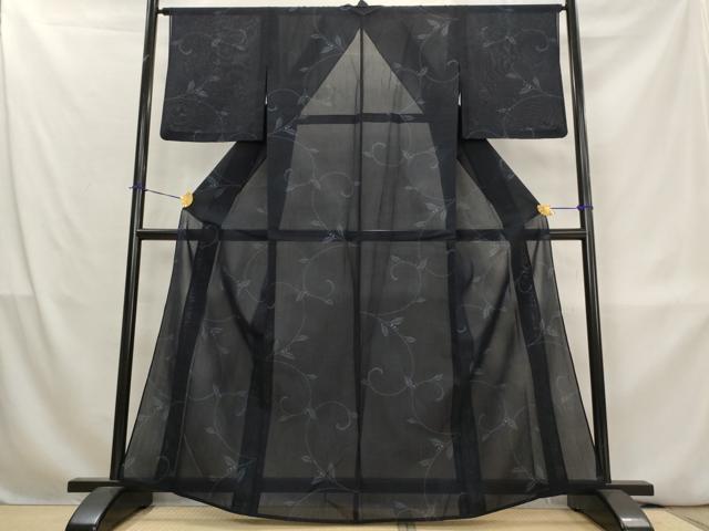 平和屋着物＊夏物　本場大島紬　夏大島　枝葉文　正絹　逸品　AABL1568st