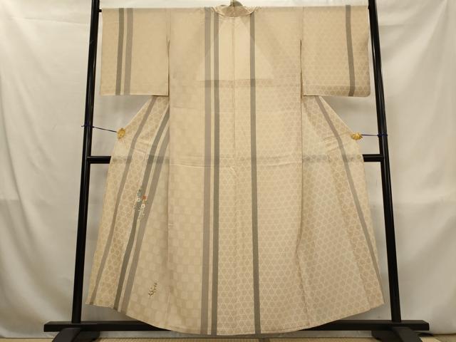 平和屋着物＊夏物　訪問着　絽　刺繍　草花文　金糸　正絹　逸品　AABL1575st