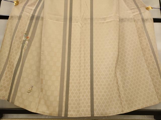 平和屋着物＊夏物　訪問着　絽　刺繍　草花文　金糸　正絹　逸品　AABL1575st