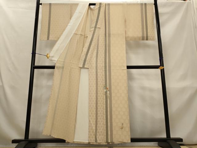平和屋着物＊夏物　訪問着　絽　刺繍　草花文　金糸　正絹　逸品　AABL1575st