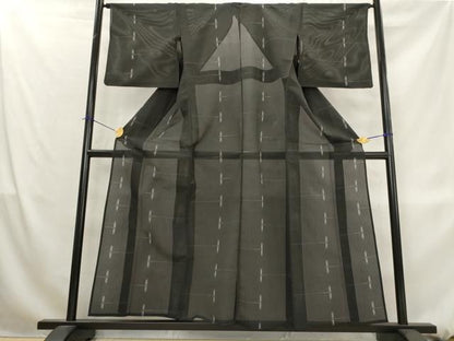 平和屋着物＊夏物　小紋　絽芭蕉　勝虫　黒地　正絹　逸品　AABL1576st