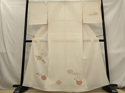 平和屋着物＊夏物　訪問着　絽　刺繍　枝花文　金糸　金彩　正絹　逸品　AABL1577st
