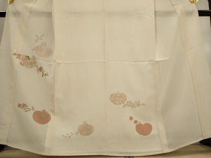 平和屋着物＊夏物　訪問着　絽　刺繍　枝花文　金糸　金彩　正絹　逸品　AABL1577st
