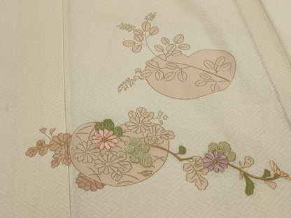 平和屋着物＊夏物　訪問着　絽　刺繍　枝花文　金糸　金彩　正絹　逸品　AABL1577st