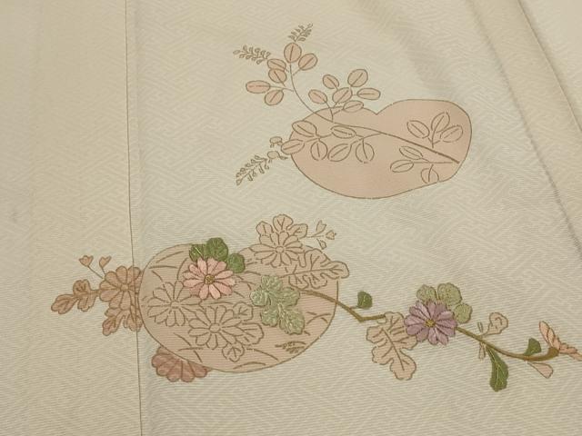 平和屋着物＊夏物　訪問着　絽　刺繍　枝花文　金糸　金彩　正絹　逸品　AABL1577st