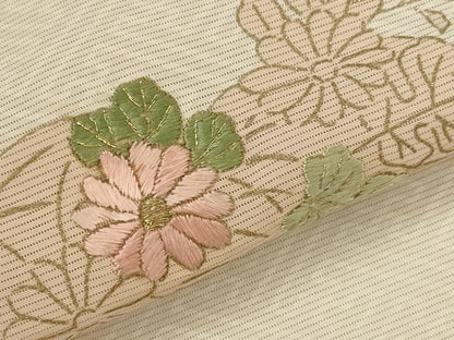 平和屋着物＊夏物　訪問着　絽　刺繍　枝花文　金糸　金彩　正絹　逸品　AABL1577st