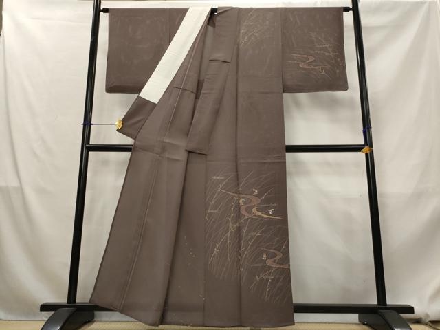 平和屋着物＊夏物　訪問着　絽　刺繍　流水草葉文　金糸　正絹　逸品　AABL1580st