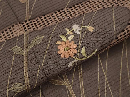 平和屋着物＊夏物　訪問着　絽　刺繍　流水草葉文　金糸　正絹　逸品　AABL1580st