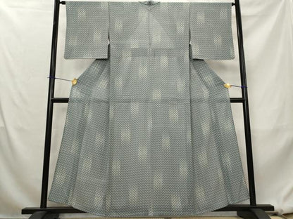 平和屋着物＊夏物　小紋　縦絽　矢羽文様　正絹　逸品　AABL1581st