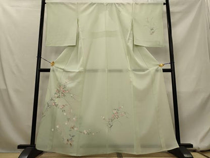 平和屋着物＊夏物　訪問着　絽　友禅　草花文　暈し染め　正絹　逸品　AABL1582st