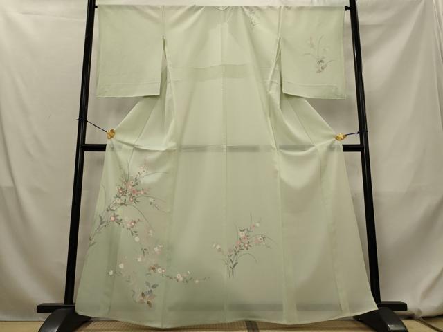 平和屋着物＊夏物　訪問着　絽　友禅　草花文　暈し染め　正絹　逸品　AABL1582st