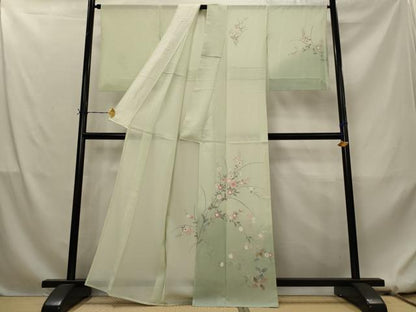 平和屋着物＊夏物　訪問着　絽　友禅　草花文　暈し染め　正絹　逸品　AABL1582st