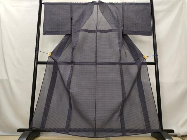 平和屋着物＊夏物　紗紬　格子　正絹　逸品　未使用　AABL1585st