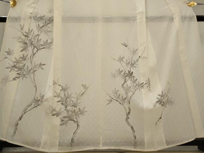 平和屋着物＊夏物　訪問着　絽　手描き　楓　正絹　逸品　AABL1588st