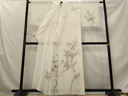 平和屋着物＊夏物　訪問着　絽　手描き　楓　正絹　逸品　AABL1588st