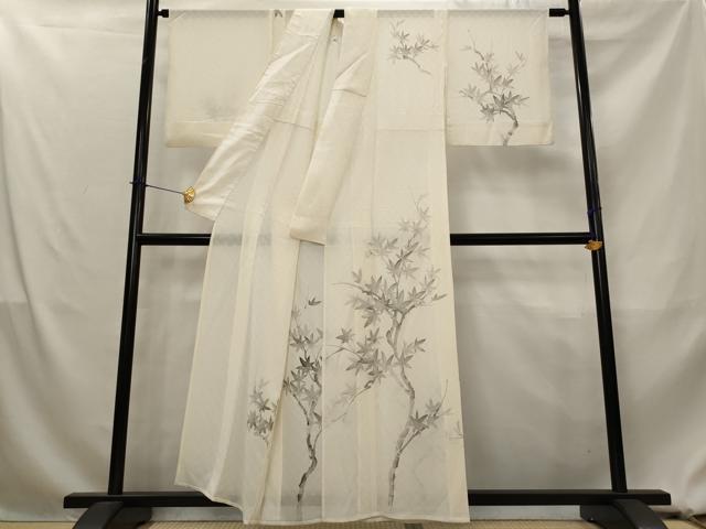 平和屋着物＊夏物　訪問着　絽　手描き　楓　正絹　逸品　AABL1588st