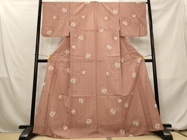 平和屋着物＊夏物　小紋　紗　雪輪桜文　洗える着物　AABL1589st
