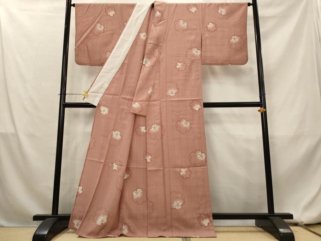 平和屋着物＊夏物　小紋　紗　雪輪桜文　洗える着物　AABL1589st