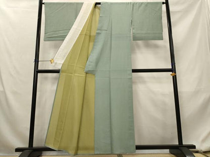 平和屋着物＊夏物　色無地　紗綾形紋紗　水浅葱色　正絹　逸品　AABL1590st
