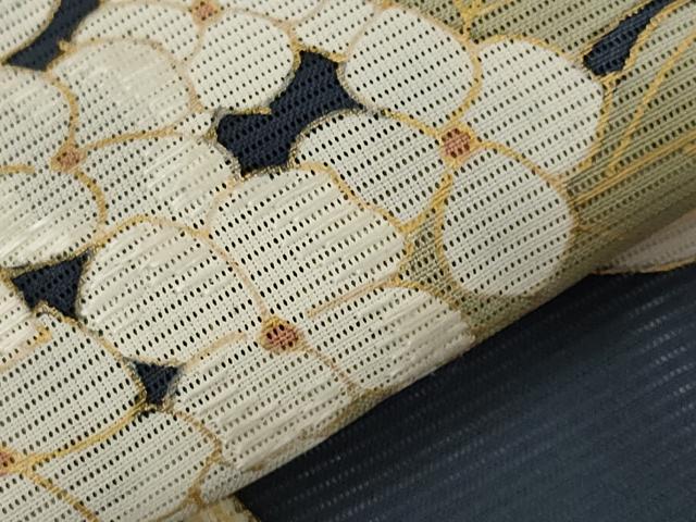 平和屋着物＊夏物　訪問着　絽　刺繍　流水花文　金彩　正絹　逸品　AABL1594st