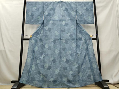 平和屋着物＊夏物　小紋　絽　雪輪尽くし　洗える着物　AABL1601st
