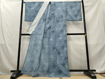 平和屋着物＊夏物　小紋　絽　雪輪尽くし　洗える着物　AABL1601st