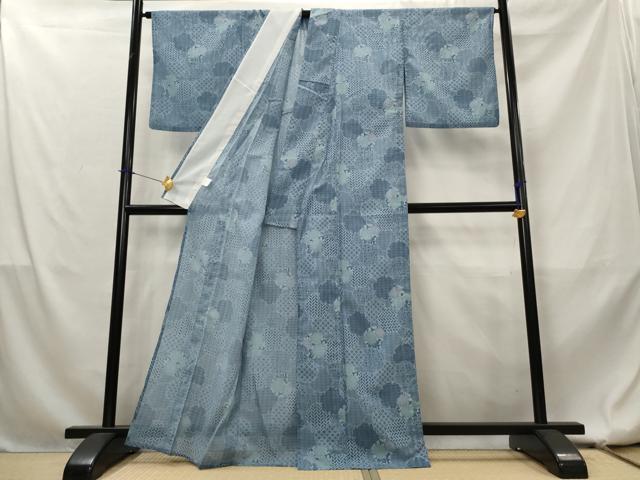 平和屋着物＊夏物　小紋　絽　雪輪尽くし　洗える着物　AABL1601st