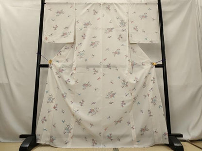 平和屋着物＊夏物　小紋　絽　花鳥文　洗える着物　AABL1605st