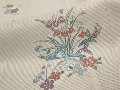 平和屋着物＊夏物　小紋　絽　花鳥文　洗える着物　AABL1605st