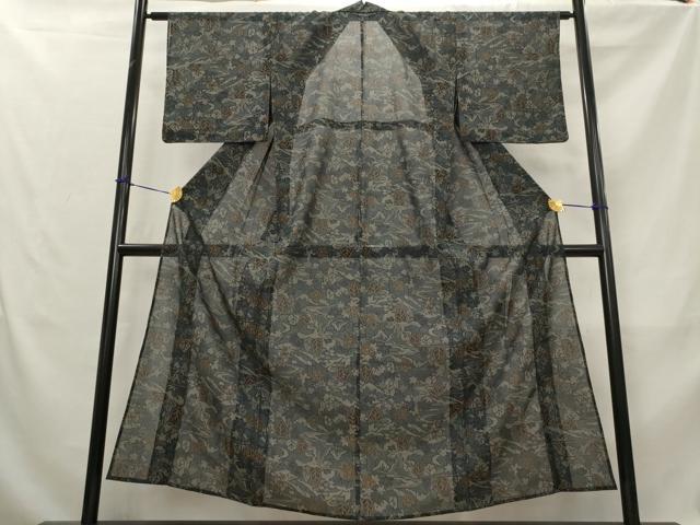 平和屋着物＊夏物　小紋　紗　風景文　洗える着物　未使用　AABL1608st