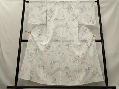 平和屋着物＊夏物　小紋　絽　草花文　洗える着物　AABL1612st