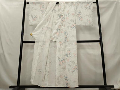 平和屋着物＊夏物　小紋　絽　草花文　洗える着物　AABL1612st