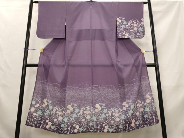 平和屋着物＊夏物　訪問着　絽縮緬　芝花文　金彩　洗える着物　AABL1617st